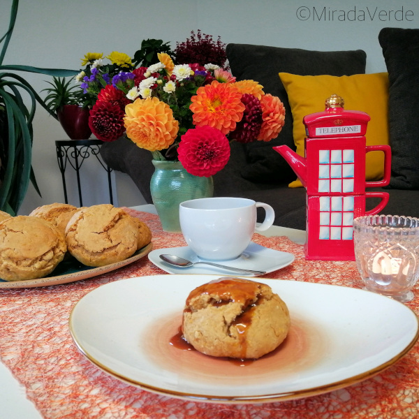 Afternoon tea with salted caramel and butternut squash scones