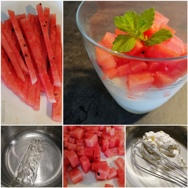 Wassermelonendessert mit Zitronenmelisse