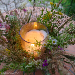 Sommer Balkon Windlicht Gräser DIY Deco