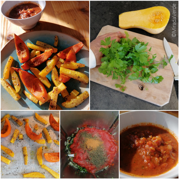 Ofenkürbis mit scharfer Tomatensauce how-to