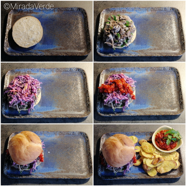 Pulled Jackfruit Burger zusammenbauen