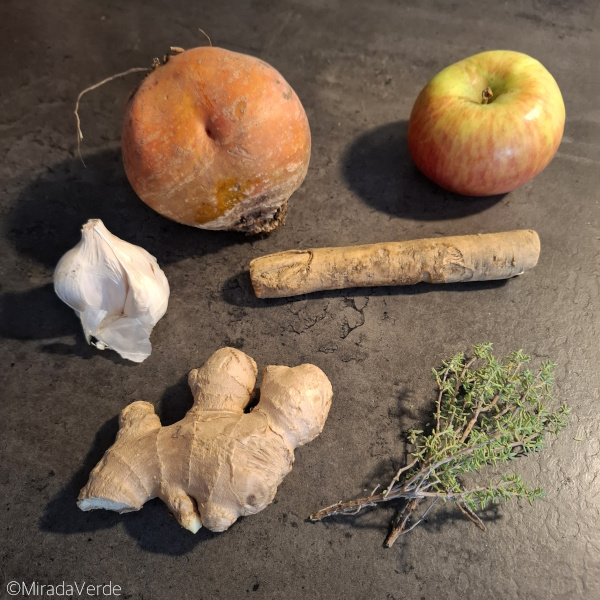 Zutaten für Goldrübensuppe