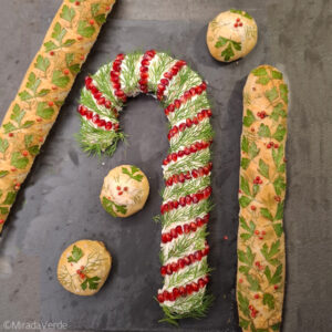 Pikante Frischkäse Lachs Zuckerstange mit Weihnachtsbaguette