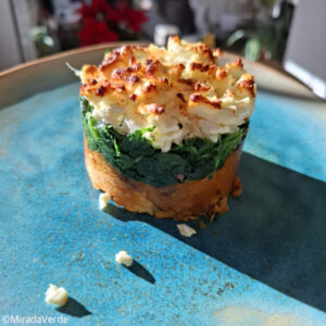 Süßkartoffel Spinat Feta Turm