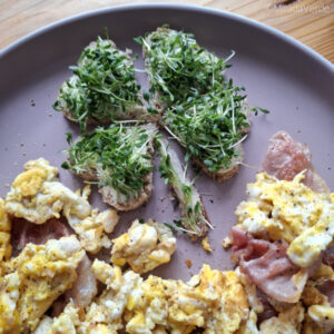 Glückskleebrot an Eierspeise