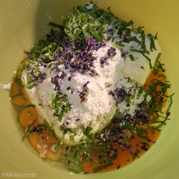 Zutaten für Lavendel Zitronenverbenenkuchen